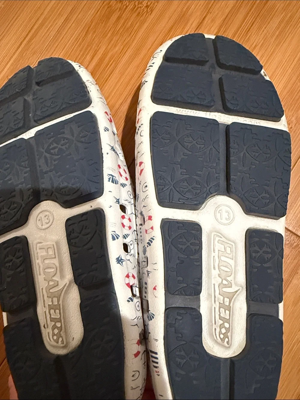 Kids Nautical Moccasin Slip-Ons - White with Red & Navy Accents